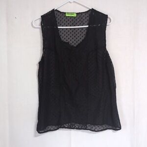 Fresh Brewed Black Sheer Lace Front Blouse Size Extra Large